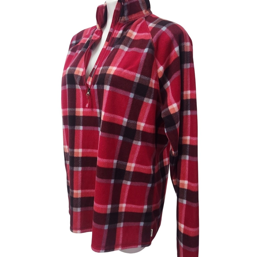 Pink Plaid Fleece pullover Eddie Bauer Womens XL‎ Cabincore Gorpcore